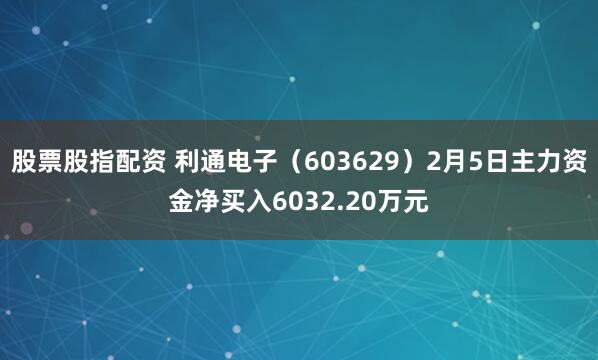 股票股指配资 利通电子（603629）2月5日主力资金净买入6032.20万元